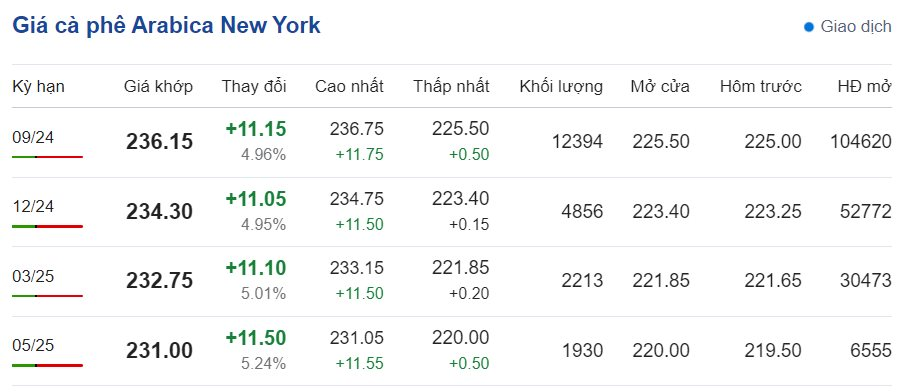 Giá cà phê hôm nay 25/6/2024: Giá cà phê hôm nay 25/6/2024: