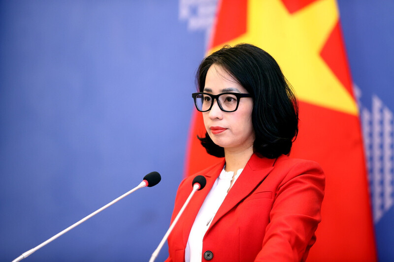 Người phát ngôn Bộ Ngoại giao Phạm Thu Hằng trả lời báo chí về vấn đề nhân quyền. Ảnh: Nguyễn Hồng