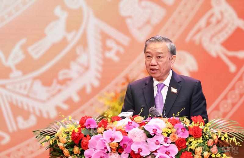 Tổng Bí thư Tô Lâm phát biểu tại buổi lễ. Ảnh: Nam Nguyễn