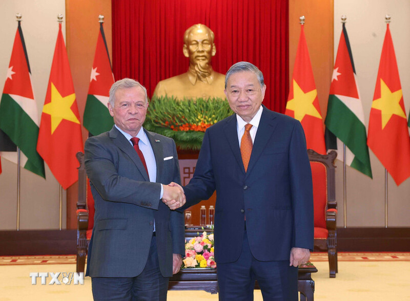 Tổng Bí thư Tô Lâm tiếp Quốc vương Jordan Abdullah II bin Al Hussein. Ảnh: Văn Điệp/TTXVN