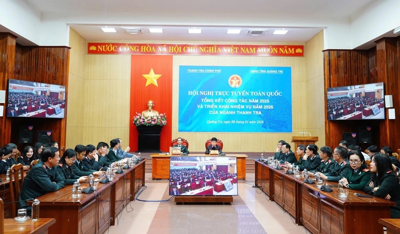 Hội nghị trực tuyến toàn quốc tổng kết công tác năm 2025 và triển khai phương hướng, nhiệm vụ trọng tâm năm 2026 tại tỉnh Quảng Trị. Ảnh: H.N