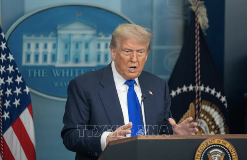 Tổng thống Mỹ Donald Trump tại cuộc họp báo ở Nhà Trắng, Washington, D.C. Ảnh: THX/TTXVN